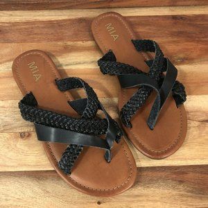 MIA | Shoes | Mia Womens Sandals Flat Size 75 Black Strappy Braided |  Poshmark